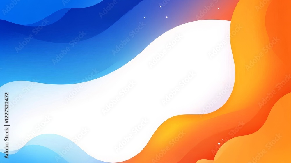 Poster vibrant abstract waves of orange and blue blending seamlessly, creating a dynamic background for des
