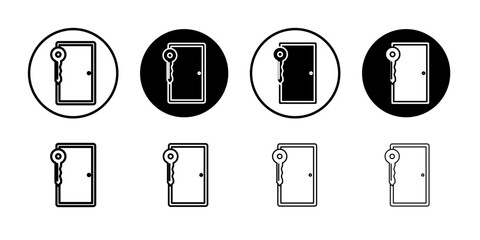 Door key icon linear logo isolated
