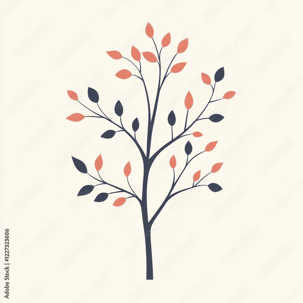 Poster vibrant tree icon showcasing branches and leaves with a mix of colors perfect for nature themed desi
