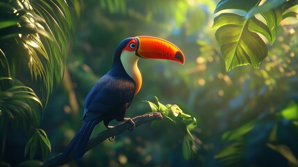 Vibrant Toucan Perched Tropical Tree