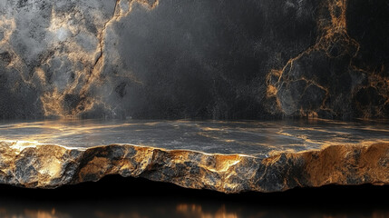 elegant stylish modern Stone black surface for displaying  premium products 