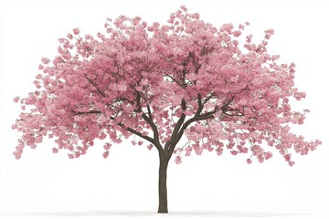 Fototapeta premium A delicate cherry blossom tree against a plain white background