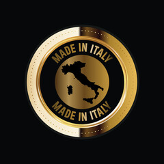 Map of Italy. Vector illustration. Logo, Icon, and Symbol. Italy map gold seal. 