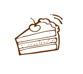 piece of birthday cake doodle hand drawn sketch vector illustration