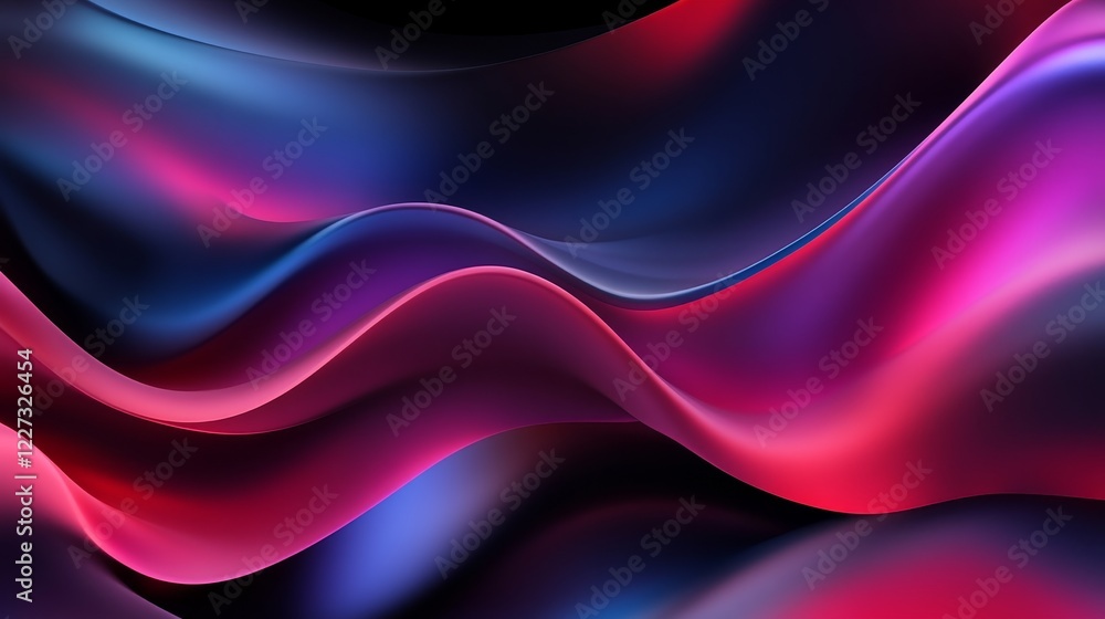 Poster abstract flowing waves of vibrant pink and blue colors creating a dynamic and modern visual
