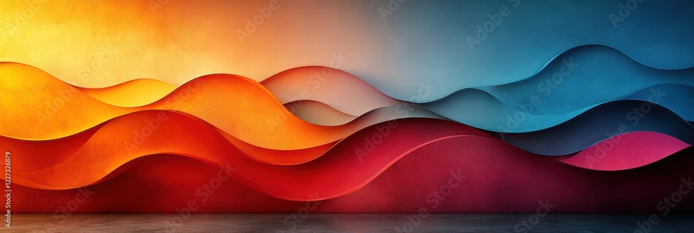 Poster colorful geometric shapes with smooth gradients create a vibrant visual experience