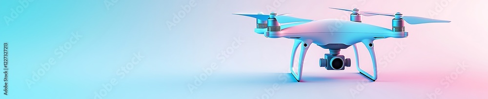 Poster modern drone with camera in soft color background