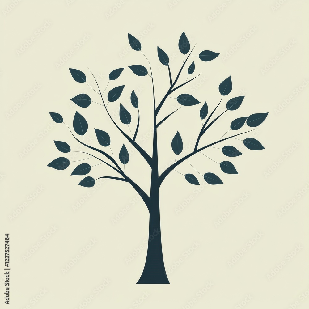 Aufkleber stylized tree icon featuring branches and leaves presented on a light background ideal for nature th