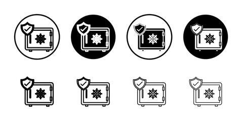 Safe vault box icon linear logo isolated