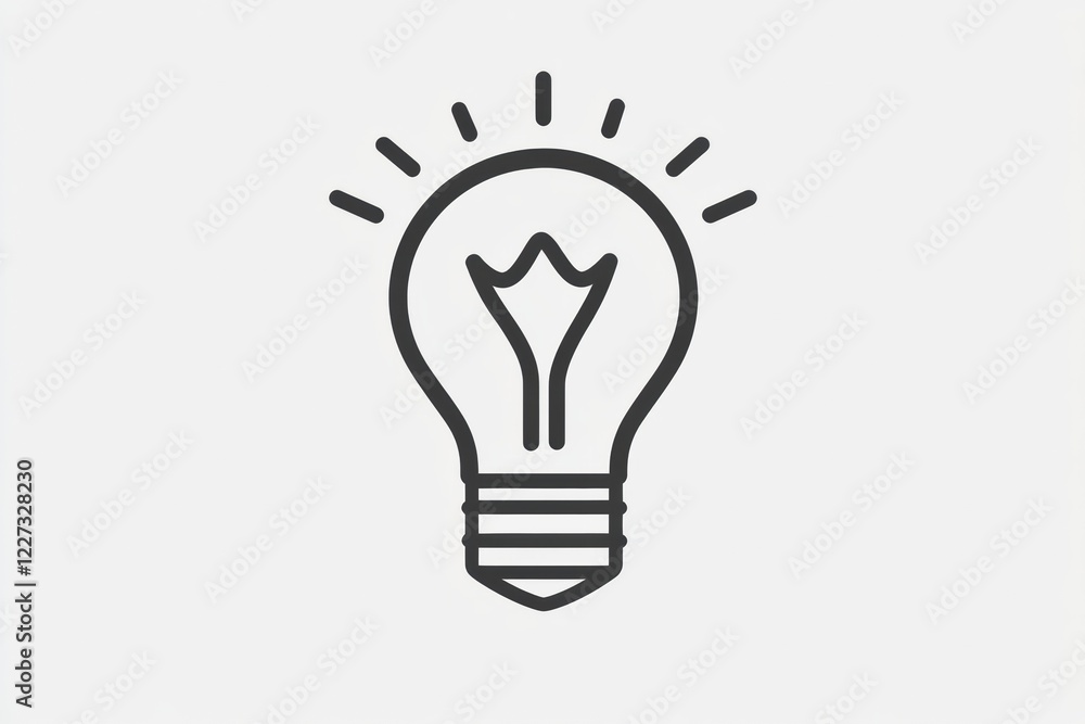 Fototapete bright light bulb glowing in a simple design representing ideas and innovation in a modern setting. 