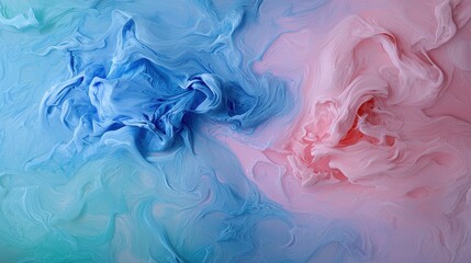 Blue and pink abstract painting on a textured wall surface in a modern artistic setting