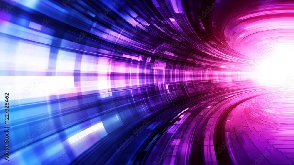 Poster abstract light tunnel with vibrant colors creating a sense of motion and depth, ideal for background