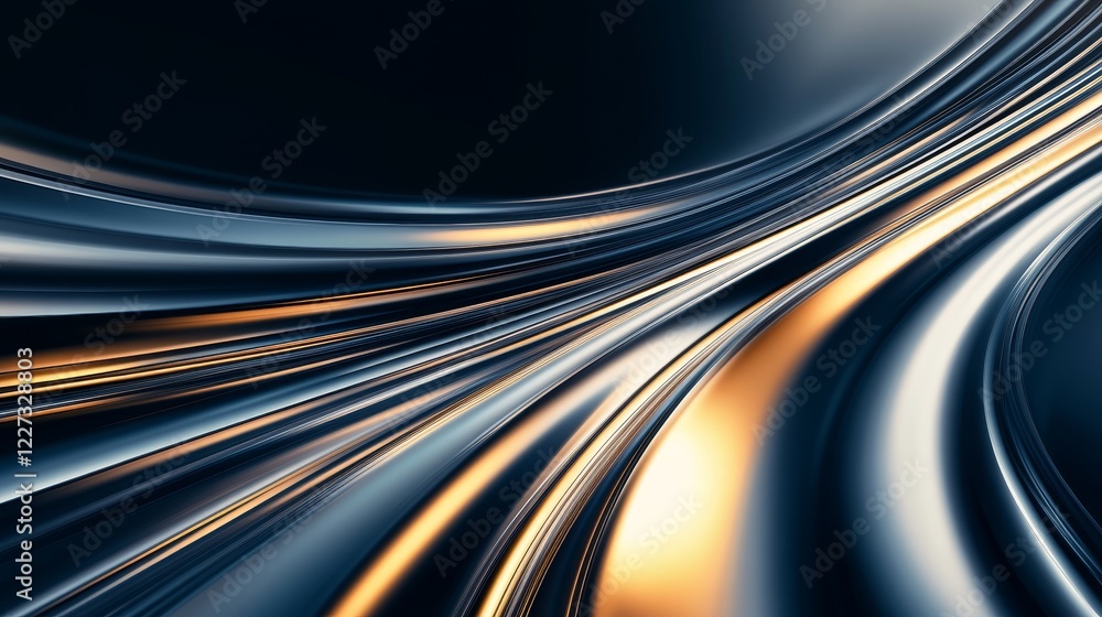 Poster abstract flowing lines in dark tones with golden highlights, creating a sense of movement and depth