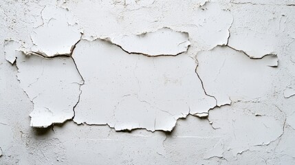 Obraz premium White wall with peeling paint and damaged surface showing texture and wear over time