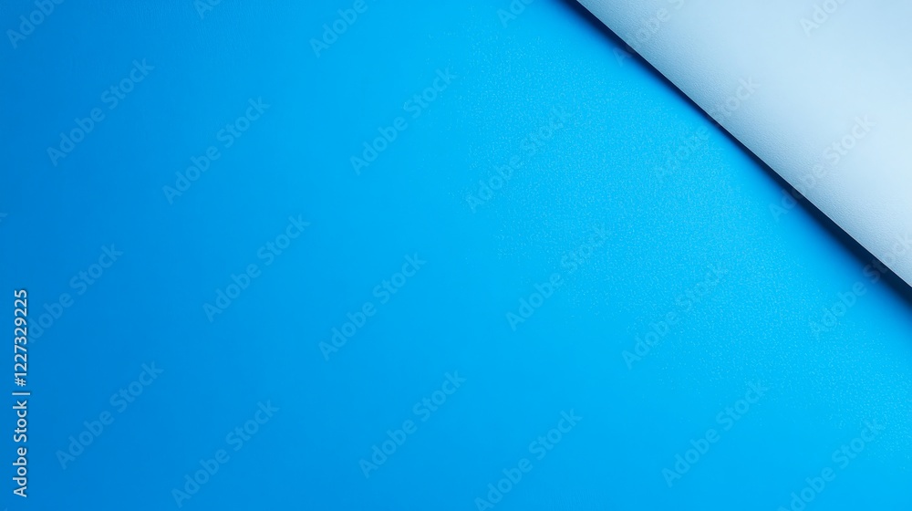 Aufkleber a vibrant blue background with a subtle gradient and a curled white paper edge creating depth
