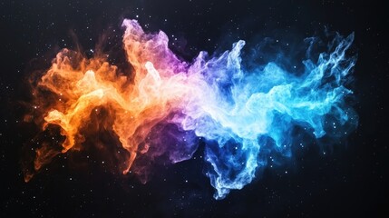 Cosmic Nebula Fire and Ice clash in space; background stars. Abstract art for science fiction