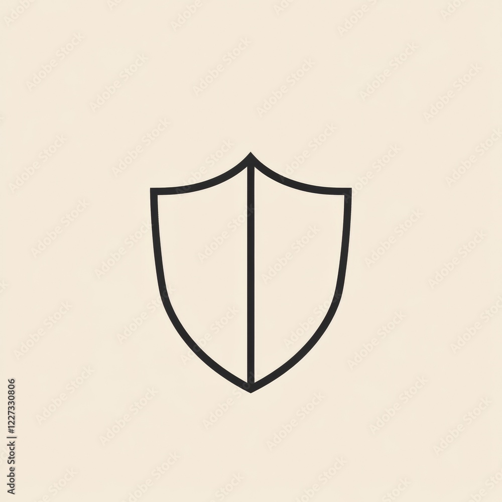Leinwandbilder simple black outline of a shield on a light background representing protection and security ideals. 