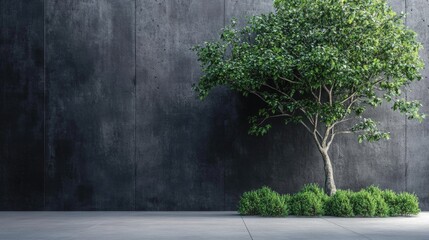Tree in Front of Black Wall