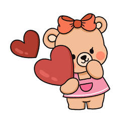 Cute Cartoon Teddy Bear. valentine