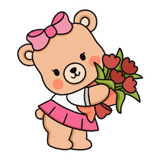 Cute Cartoon Teddy Bear. valentine