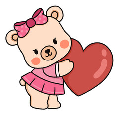 Cute Cartoon Teddy Bear. valentine