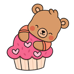 Cute Cartoon Teddy Bear. valentine