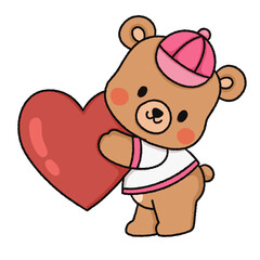 Cute Cartoon Teddy Bear. valentine