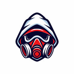 Strong and Stealthy Logo Featuring a Character Wearing a Hood and Military Mask, Mysterious and Bold Design for Tactical, Security, and Adventure Branding