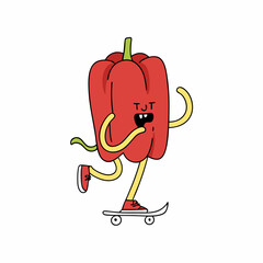 Fun and Lively Cartoon Paprika Mascot, Cheerful and Playful Pepper Character with a Friendly Smile, Fresh and Vibrant Vegetable Illustration for Food, Restaurant, and Healthy Lifestyle