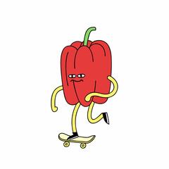 Fun and Lively Cartoon Paprika Mascot, Cheerful and Playful Pepper Character with a Friendly Smile, Fresh and Vibrant Vegetable Illustration for Food, Restaurant, and Healthy Lifestyle