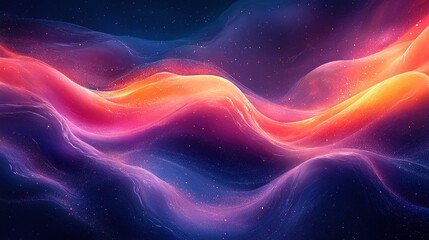 Colorful abstract energy waves flowing in dark space background, digital art