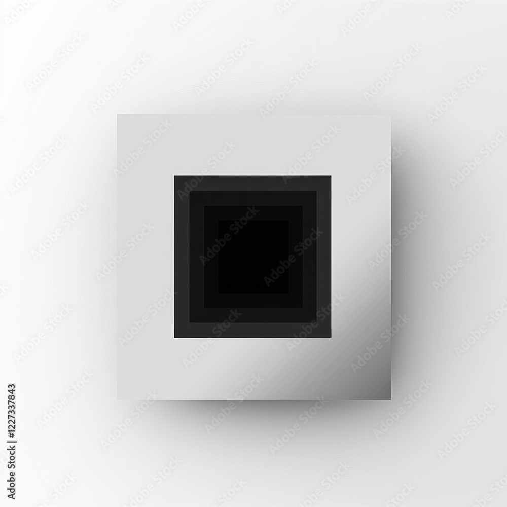 Aufkleber geometric artwork featuring concentric squares in bold black and white colors on a minimalist backgr