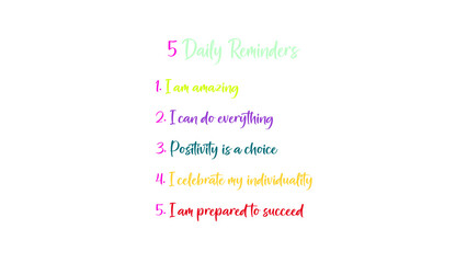 daily reminders colorful lettering positivity motivation