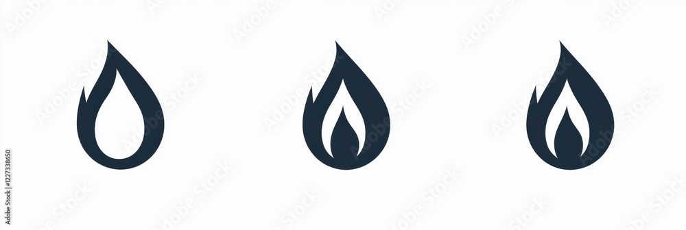 Aufkleber Design of three flame icons in a minimalist style against a white background showcasing fire elements. Generative AI