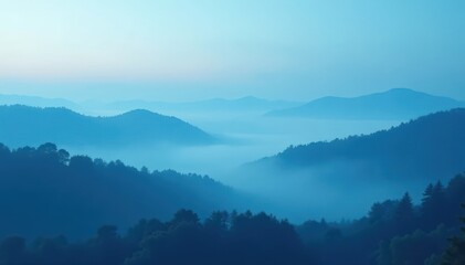 Obraz premium Blue misty landscape with abstract clouds and foggy atmosphere , blue, sky, atmosphere