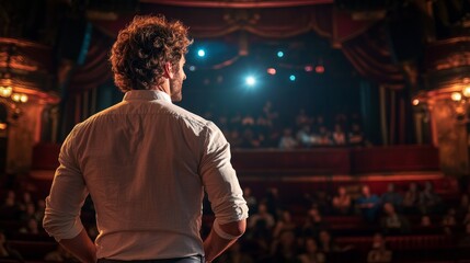 Fototapeta premium A leader speaks to a large crowd, underlining their distinct ability to inspire and lead uniquely