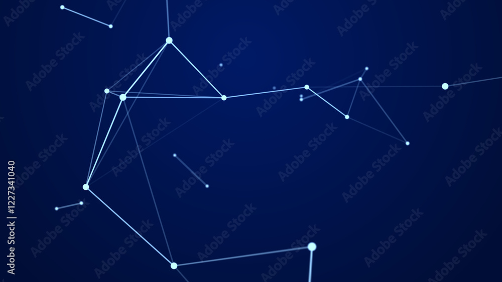 Poster Modern design of network connection structure. Abstract background with interlacing dots and lines. 3D rendering.