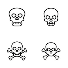 Four simple black line art icons skulls vector art bundle design