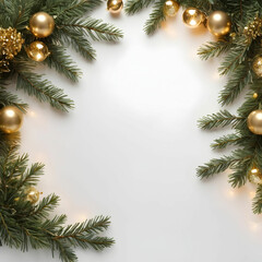 AlbedoBase XL Elegant Border with Green Fir Branches and Gold