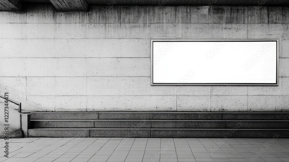 Aufkleber a blank digital display mounted on a white wall, surrounded by clean lines and a neutral background 