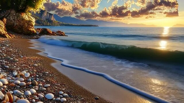 Lots of shells on the seashore. Selective focus. Nature.