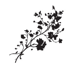 Elegant Various Black Flower Silhouette Illustration