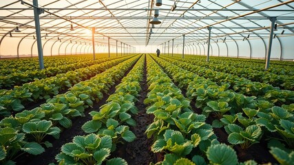 Modern farmer using technology in climate smart greenhouse agriculture, precision agriculture, farming, crop monitoring
