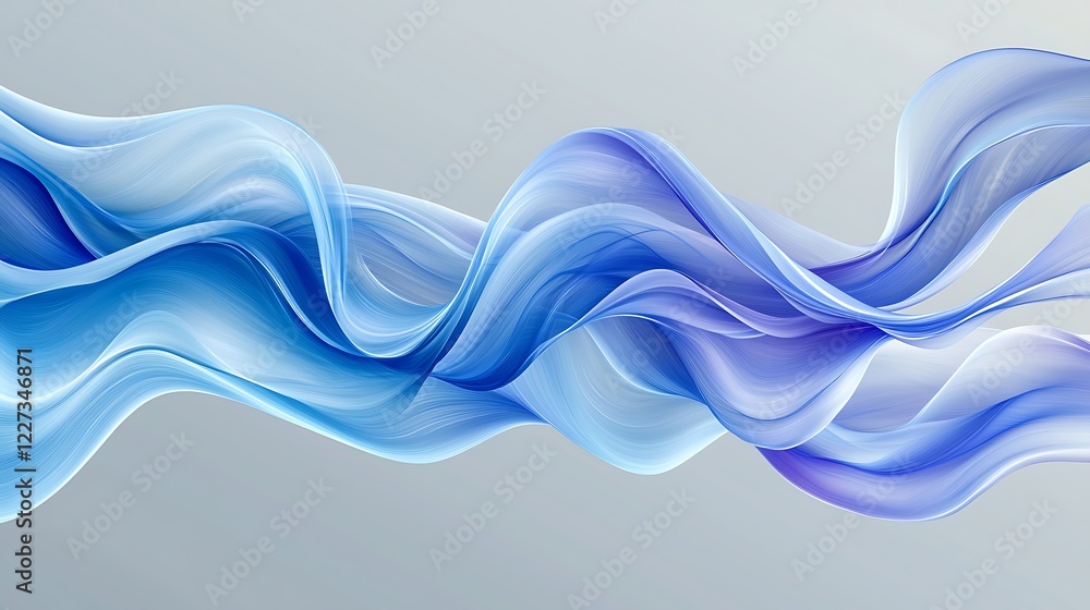 Poster elegant flowing blue and purple waves on a soft cream background for background use, consistency ada