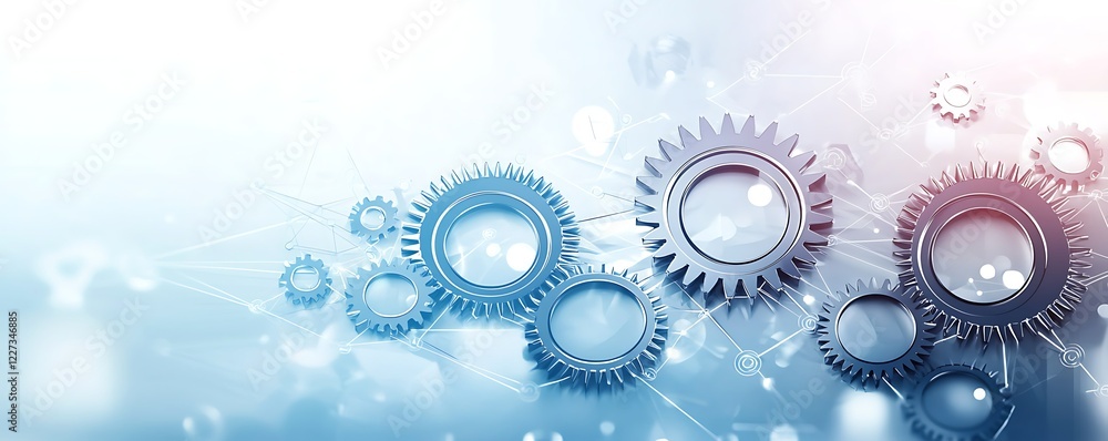 Poster abstract background with gears and technology elements for industrial design projects, consistency a
