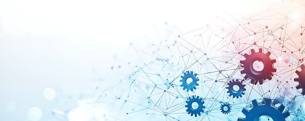 Abstract Network with Gears Representing Technology and Innovation in Digital Connectivity, Consistency adaptability flow