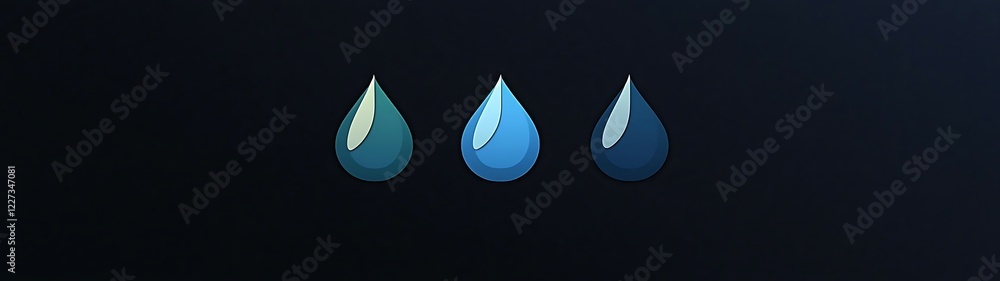 Aufkleber abstract illustration of three stylized water drops on a dark background with gradient colors, consi