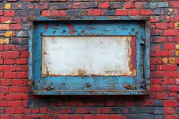 Naklejka premium A minimalist hanging vertical wooden poster or photo frame mockup mounted on a brick wall