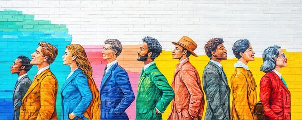 Obraz premium A community mural depicting the achievements of notable figures in history