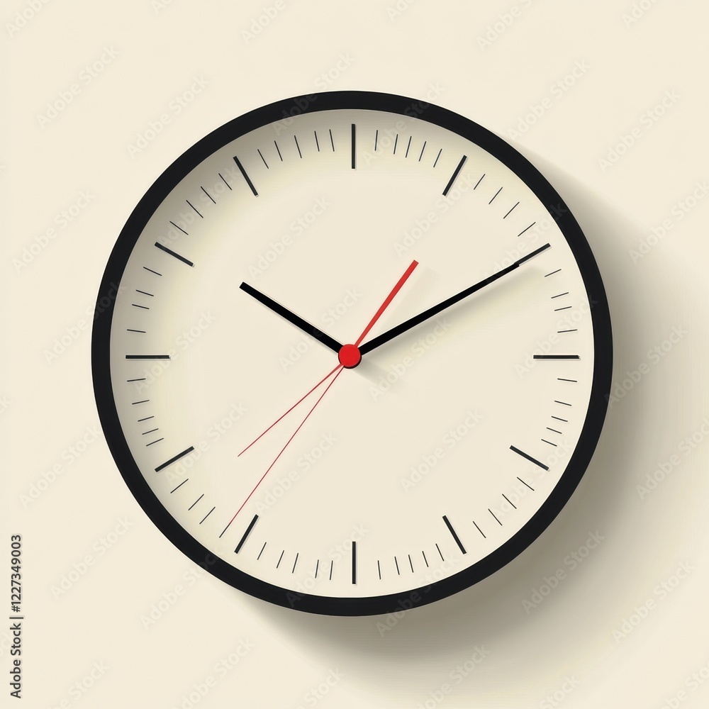 Leinwandbilder Modern wall clock displaying time with black and red design against a light background. Generative AI